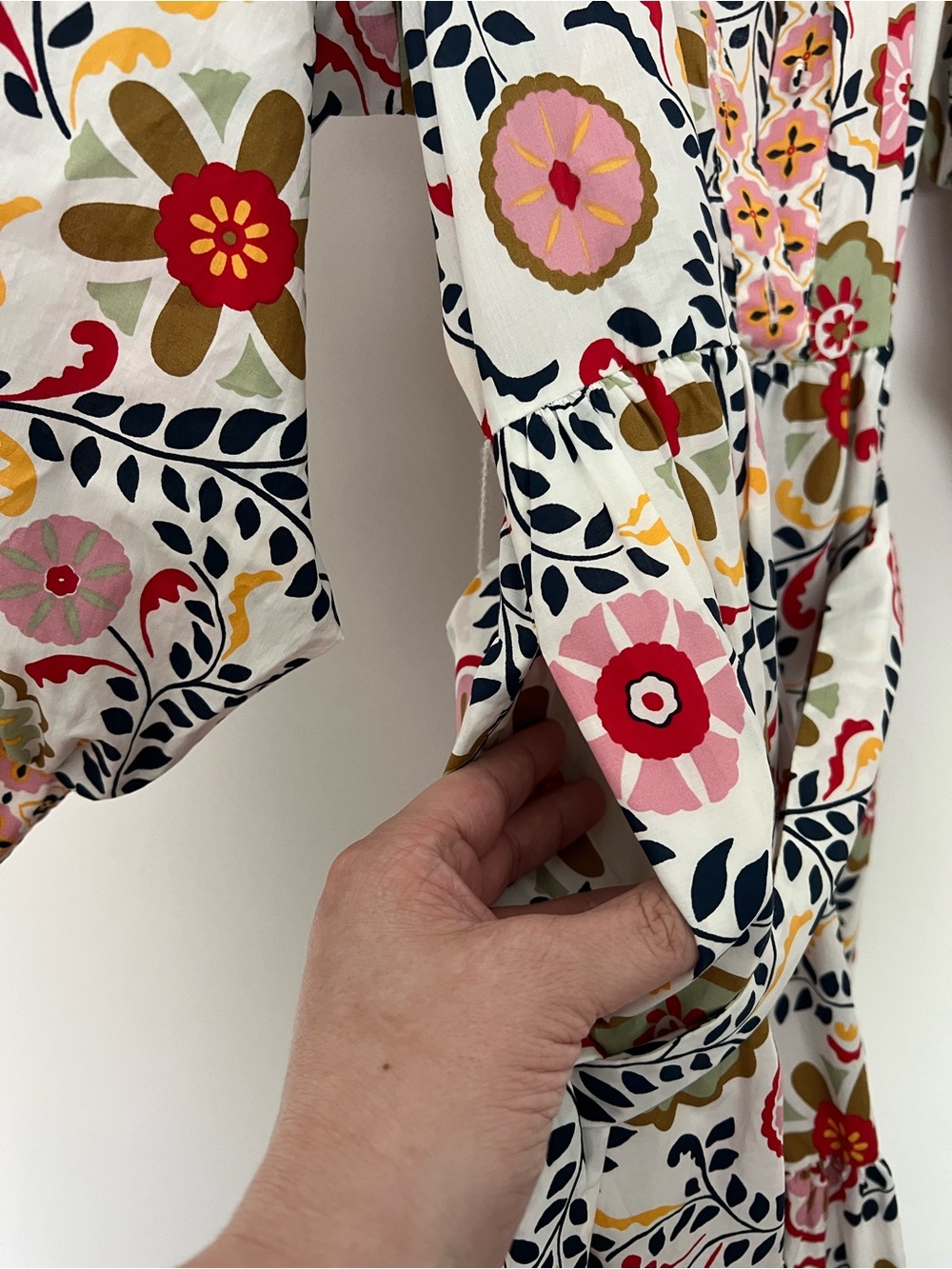 Boden Ava Tiered Maxi Dress Belted White Floral Print Puff Sleeve US 6P $210 - Picture 12 of 13